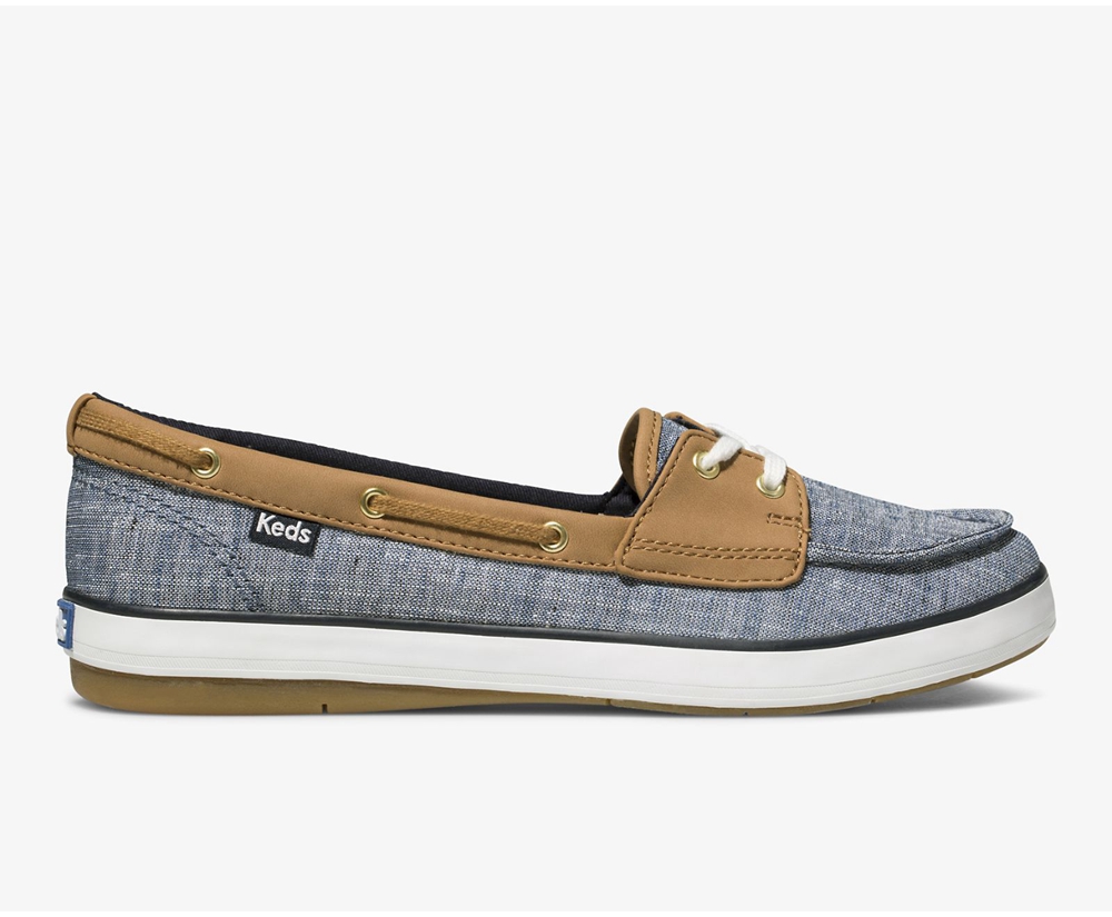 Slip On Γυναικεια - Keds Charter Airy Chambray - Σκουρο Μπλε - QTRXW1795